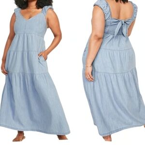 NWT Old Navy Light Blue Chambray Tiered Dress Size 4X